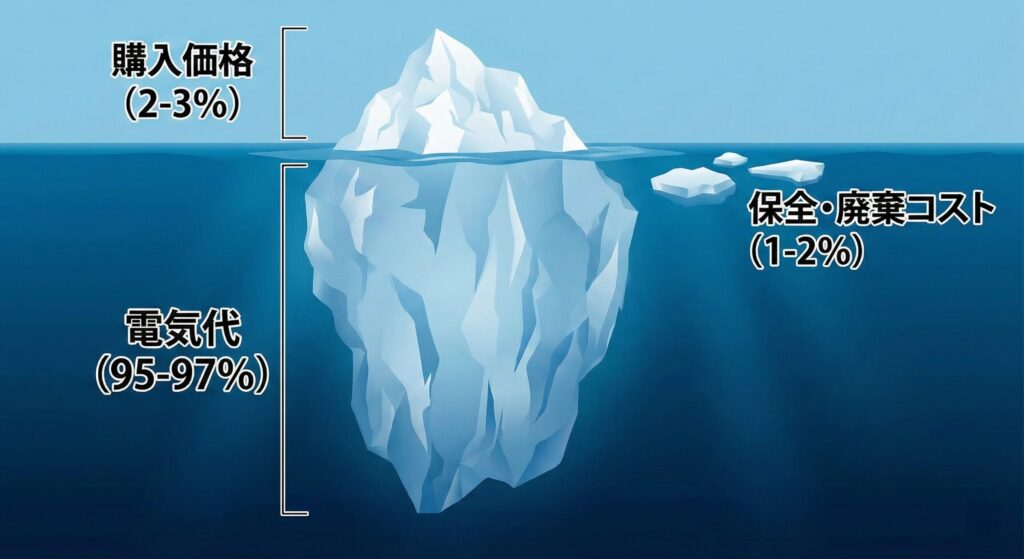 電動機のライフサイクルコスト(LCC)氷山モデル図